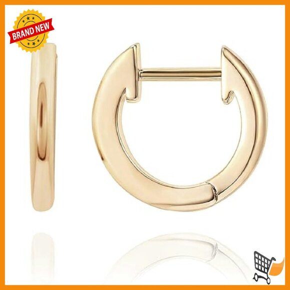 14K Gold Plated Huggie Ear Cuff Hoops 12mm Dainty Minimalist - Picture 2 of 8